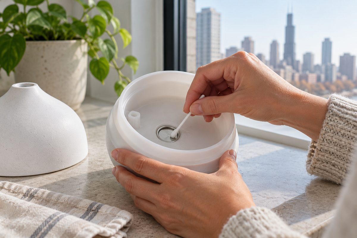 Cleaning the internal misting well of an ultrasonic diffuser